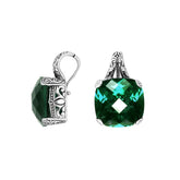 Elegant Sterling Silver pendant with cushion-cut Green Quartz and filigree detailing
